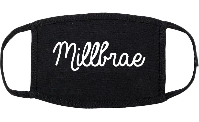 Millbrae California CA Script Cotton Face Mask Black