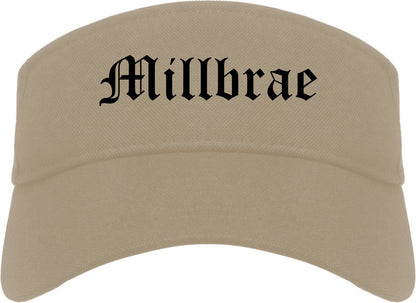 Millbrae California CA Old English Mens Visor Cap Hat Khaki