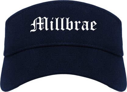 Millbrae California CA Old English Mens Visor Cap Hat Navy Blue