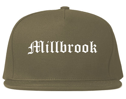 Millbrook Alabama AL Old English Mens Snapback Hat Grey