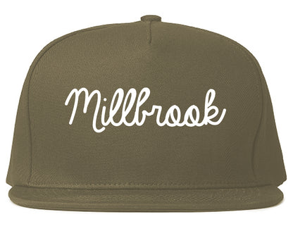 Millbrook Alabama AL Script Mens Snapback Hat Grey