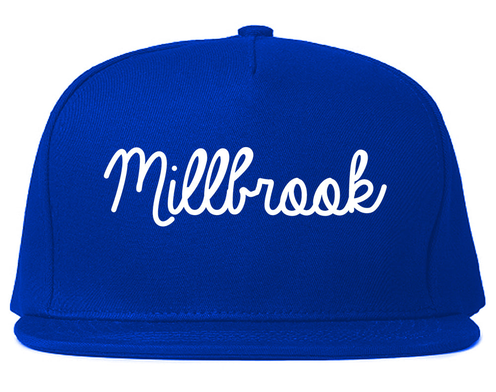 Millbrook Alabama AL Script Mens Snapback Hat Royal Blue