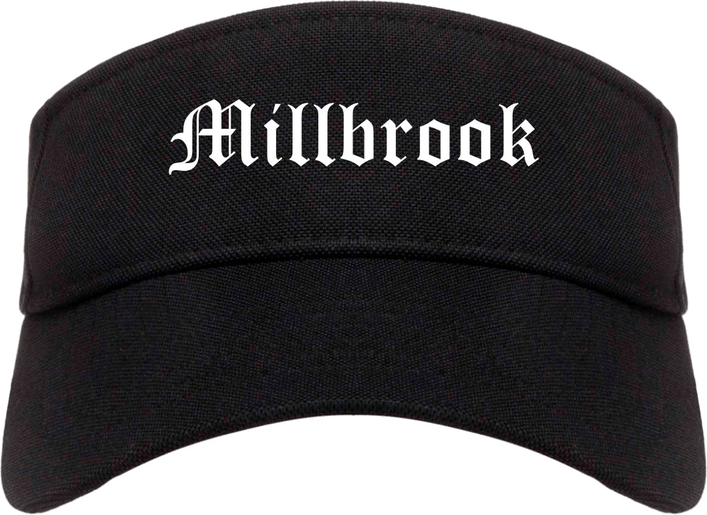 Millbrook Alabama AL Old English Mens Visor Cap Hat Black