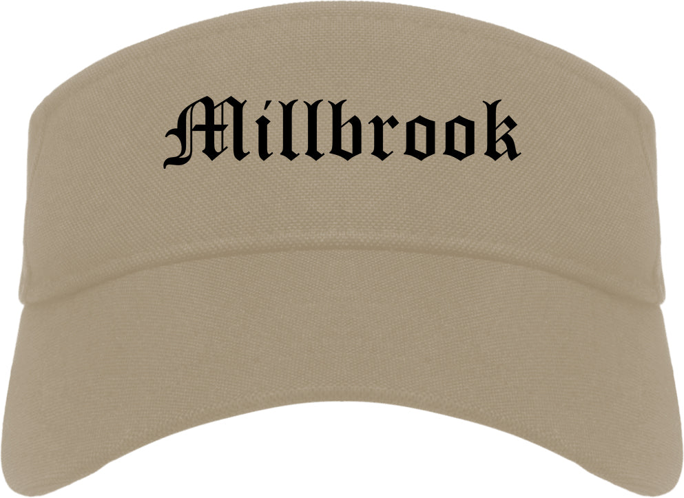 Millbrook Alabama AL Old English Mens Visor Cap Hat Khaki