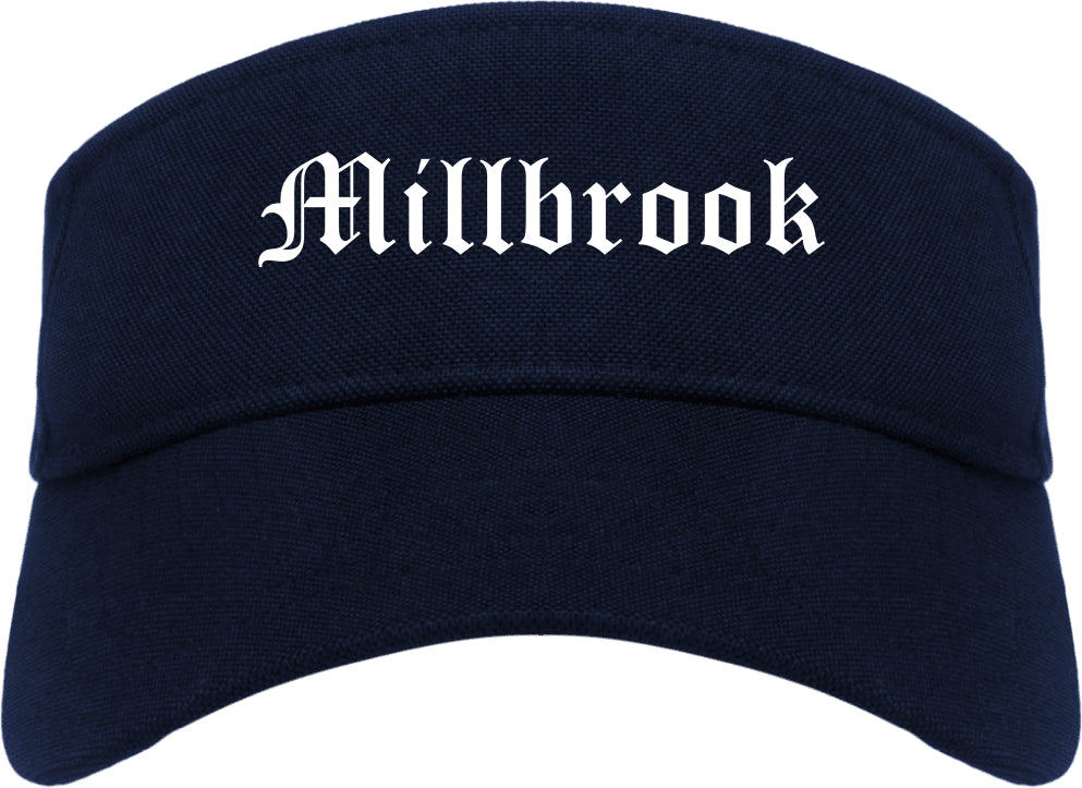Millbrook Alabama AL Old English Mens Visor Cap Hat Navy Blue