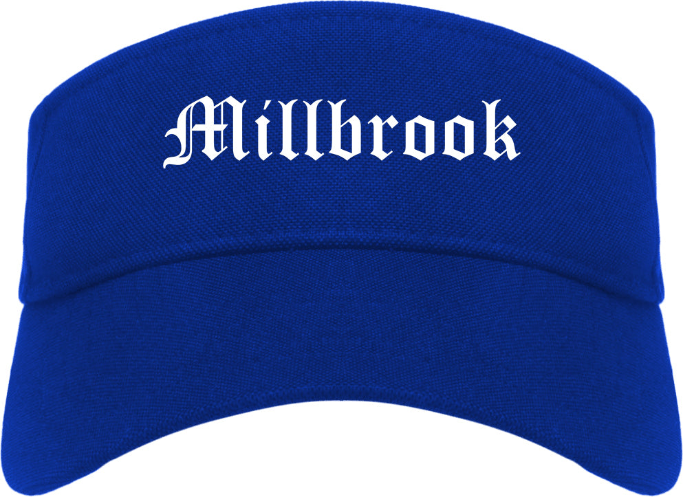 Millbrook Alabama AL Old English Mens Visor Cap Hat Royal Blue