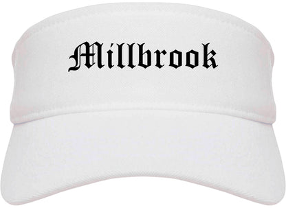 Millbrook Alabama AL Old English Mens Visor Cap Hat White