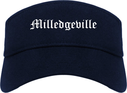 Milledgeville Georgia GA Old English Mens Visor Cap Hat Navy Blue