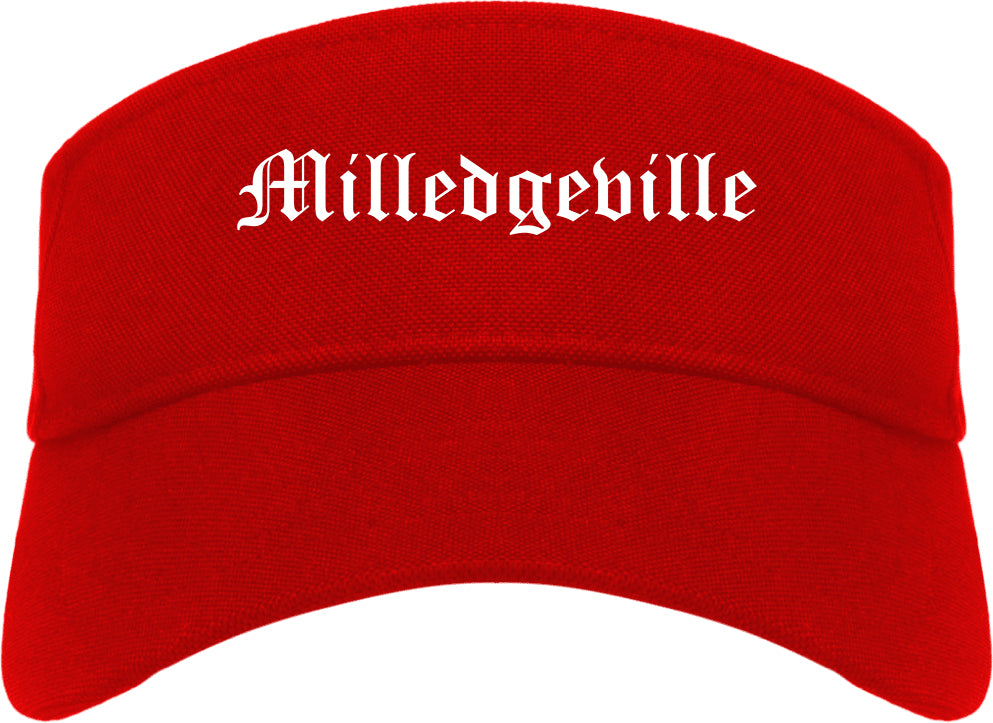 Milledgeville Georgia GA Old English Mens Visor Cap Hat Red