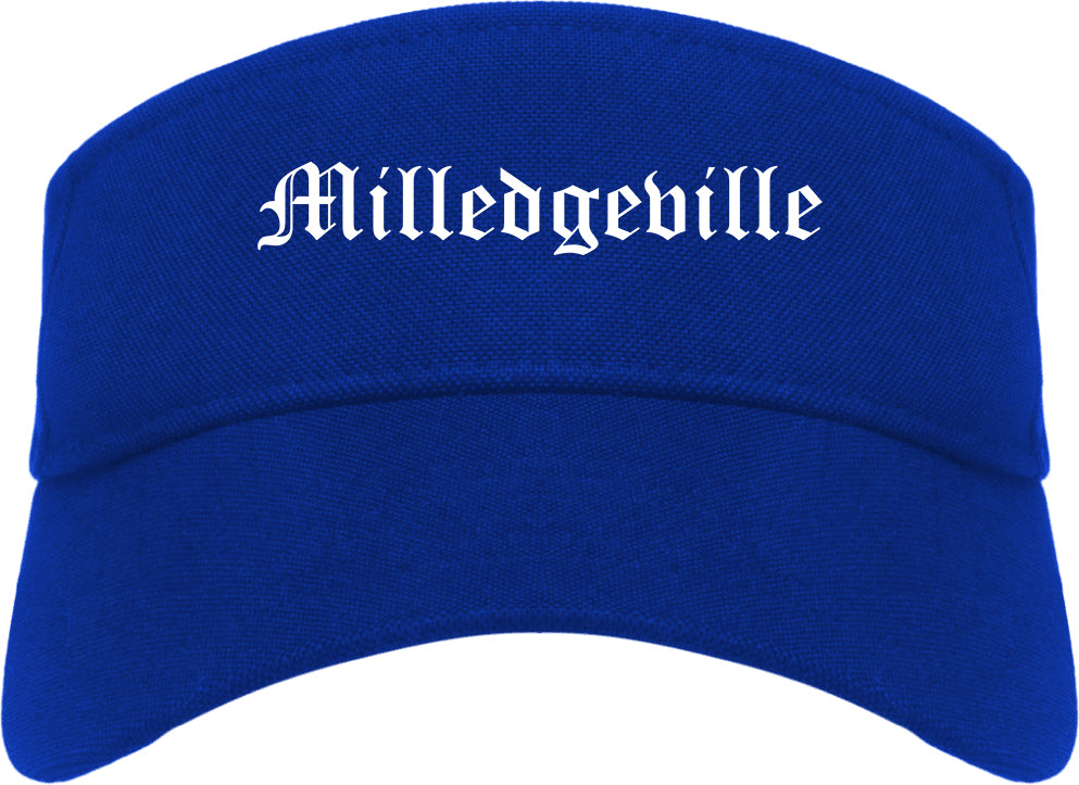 Milledgeville Georgia GA Old English Mens Visor Cap Hat Royal Blue