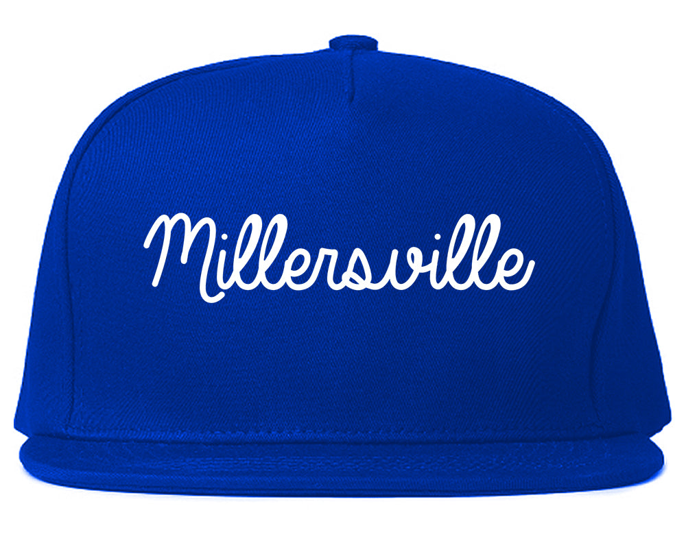 Millersville Pennsylvania PA Script Mens Snapback Hat Royal Blue