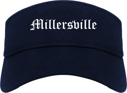 Millersville Pennsylvania PA Old English Mens Visor Cap Hat Navy Blue