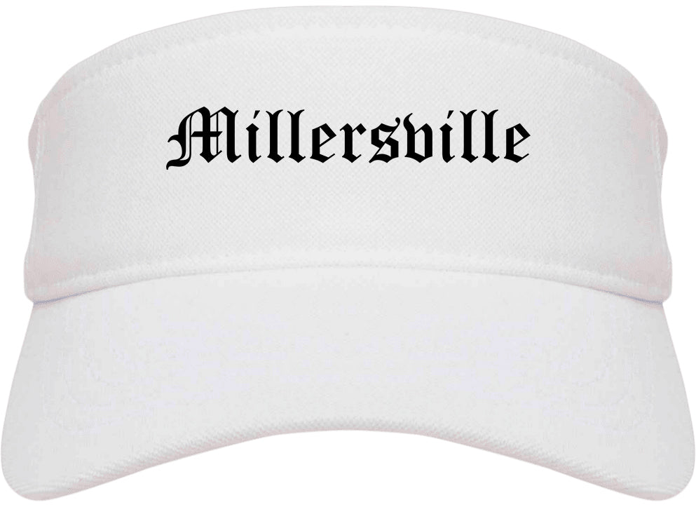 Millersville Pennsylvania PA Old English Mens Visor Cap Hat White
