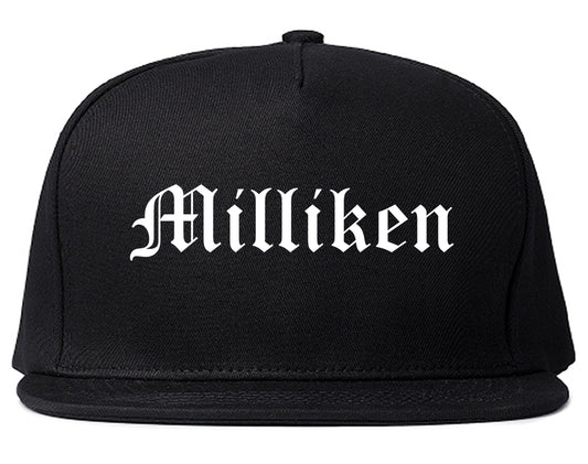 Milliken Colorado CO Old English Mens Snapback Hat Black