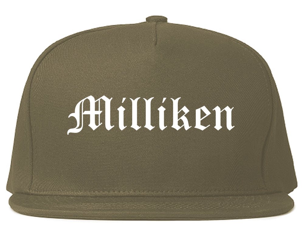 Milliken Colorado CO Old English Mens Snapback Hat Grey