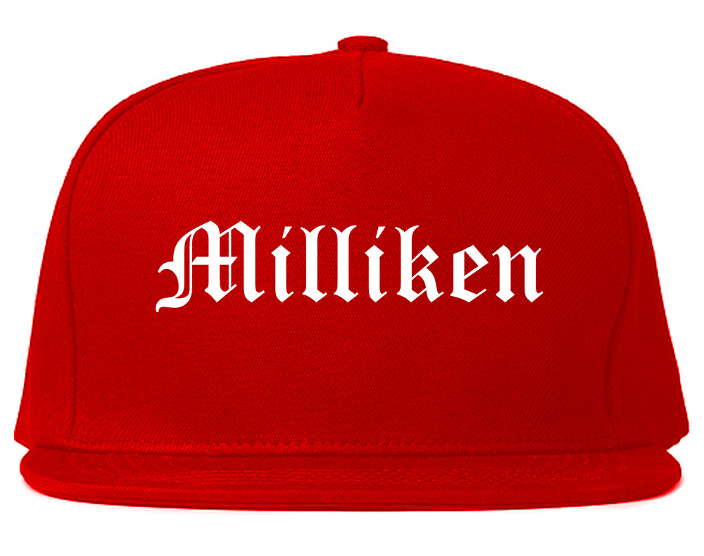 Milliken Colorado CO Old English Mens Snapback Hat Red