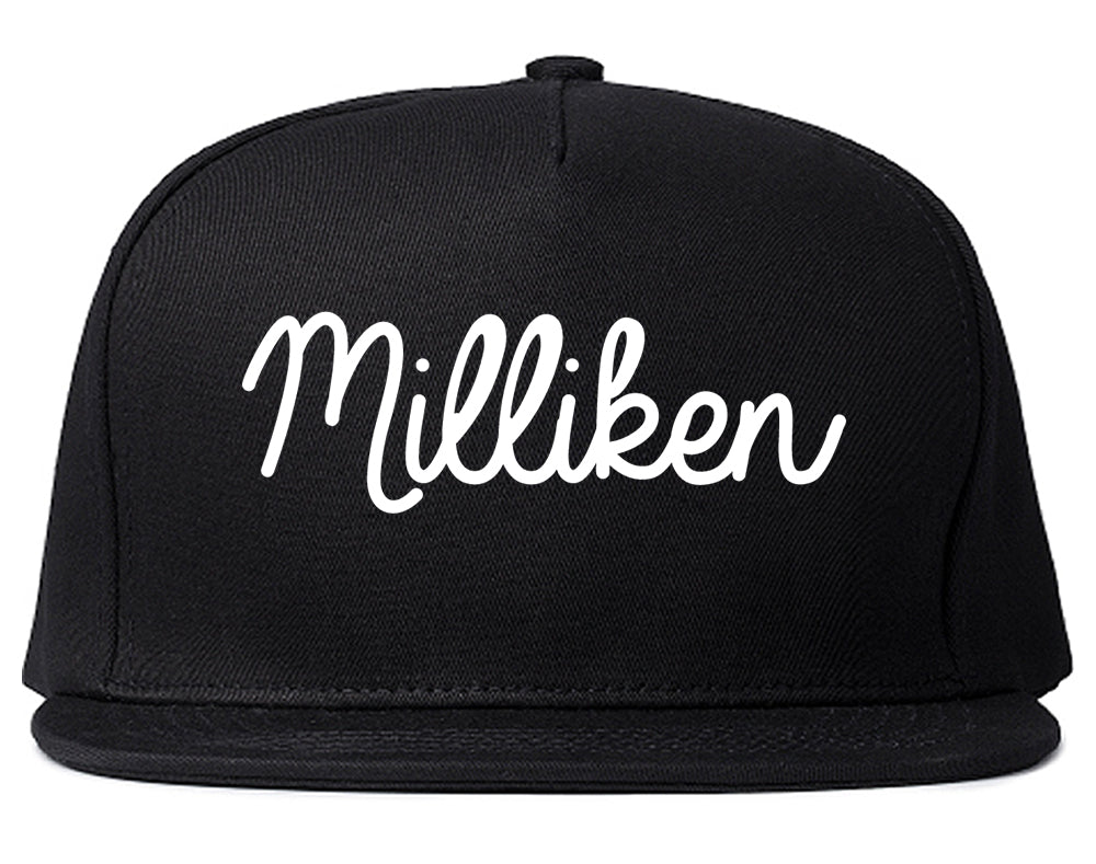 Milliken Colorado CO Script Mens Snapback Hat Black