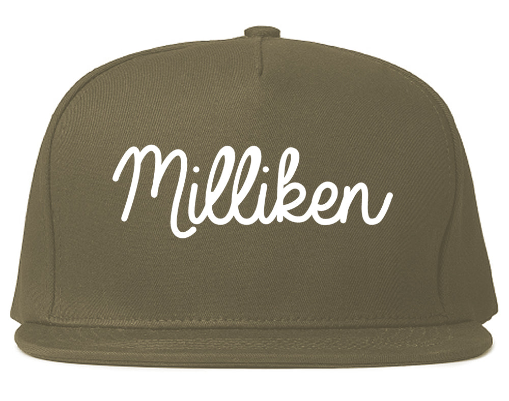 Milliken Colorado CO Script Mens Snapback Hat Grey
