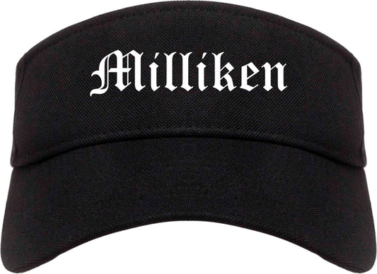 Milliken Colorado CO Old English Mens Visor Cap Hat Black