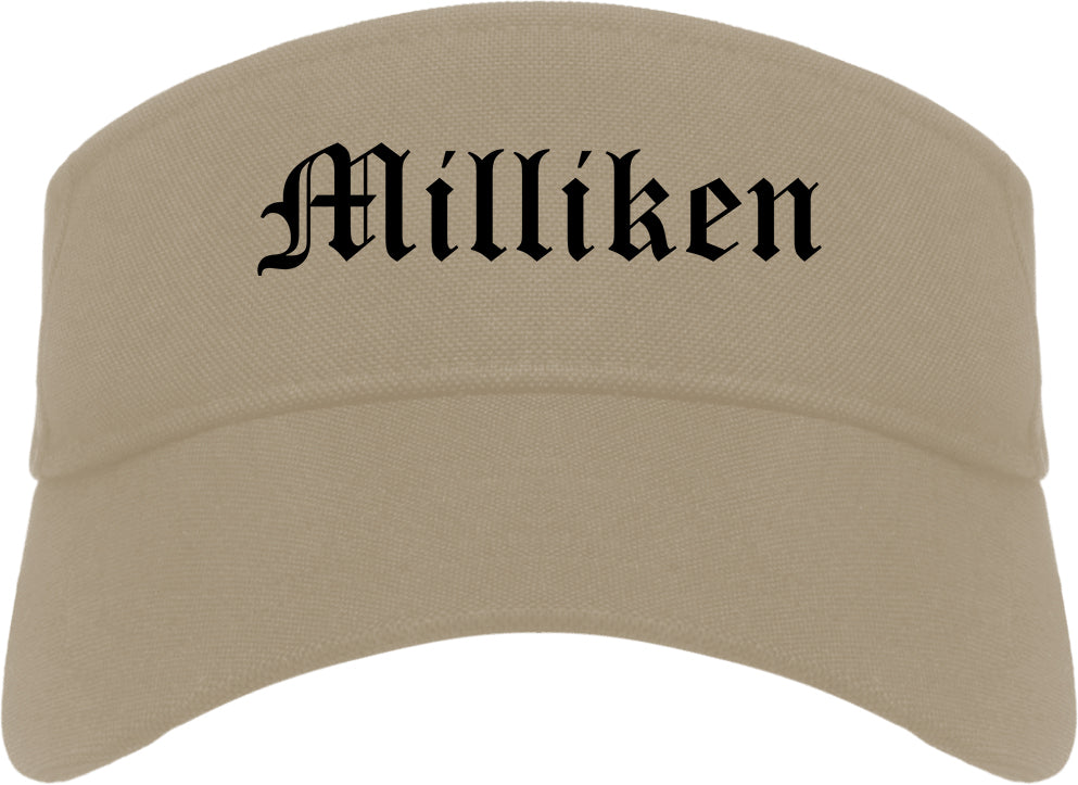 Milliken Colorado CO Old English Mens Visor Cap Hat Khaki