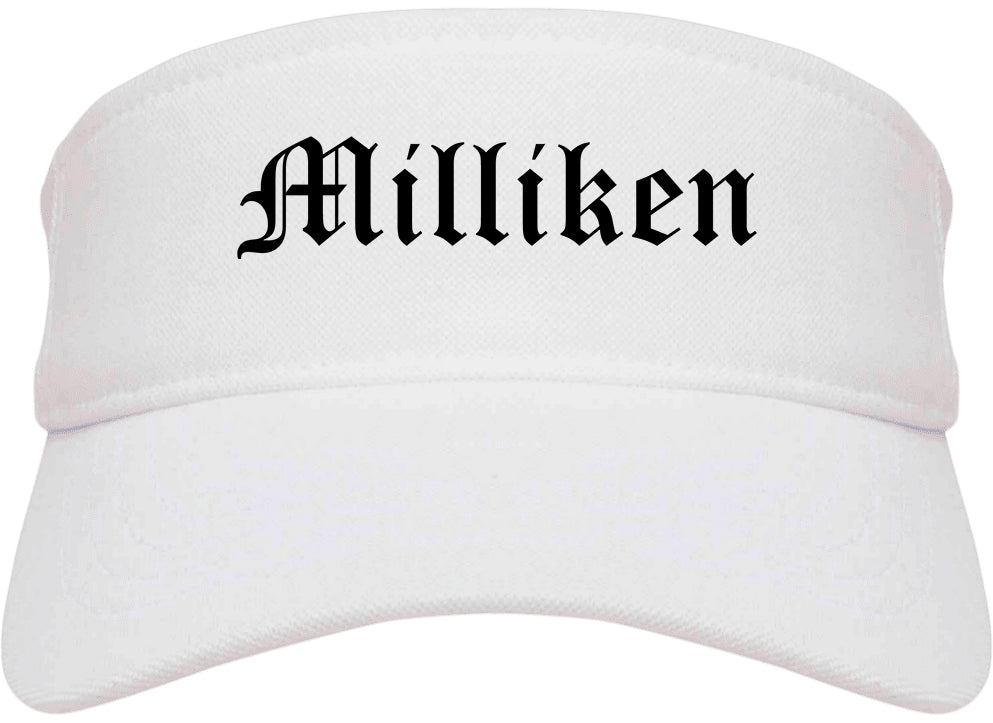Milliken Colorado CO Old English Mens Visor Cap Hat White