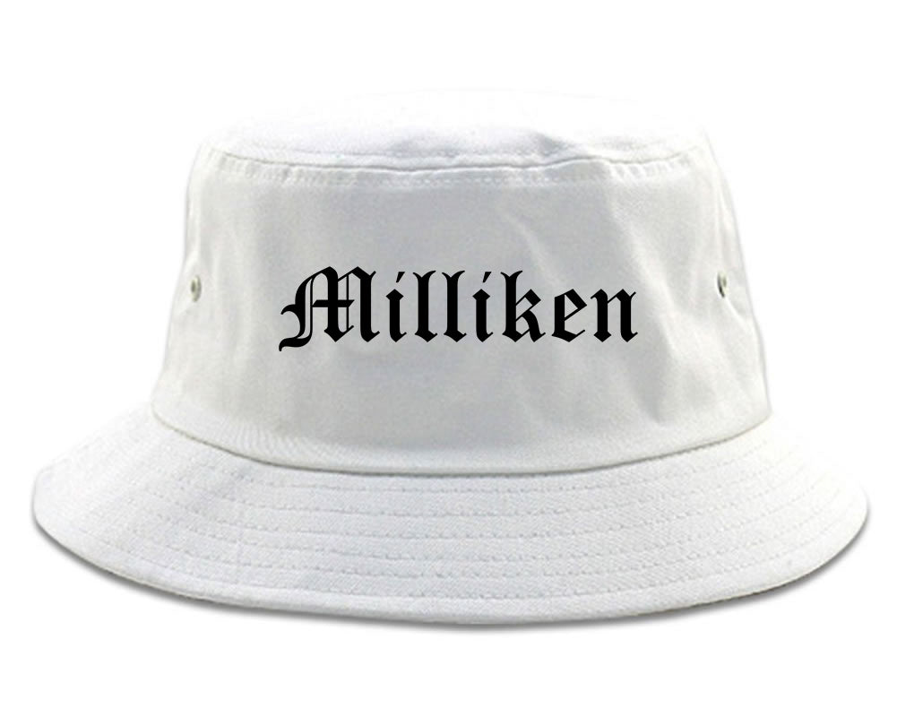 Milliken Colorado CO Old English Mens Bucket Hat White