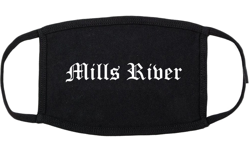Mills River North Carolina NC Old English Cotton Face Mask Black