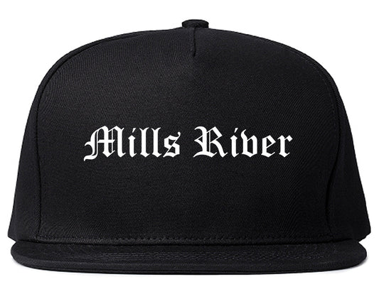 Mills River North Carolina NC Old English Mens Snapback Hat Black