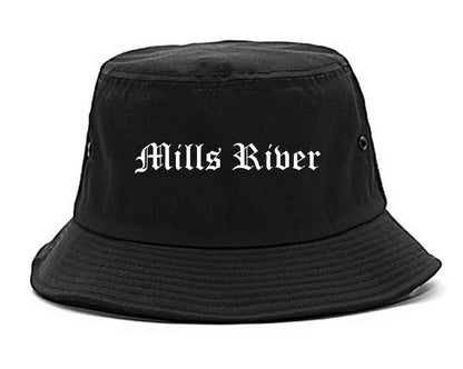 Mills River North Carolina NC Old English Mens Bucket Hat Black