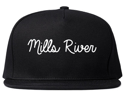 Mills River North Carolina NC Script Mens Snapback Hat Black