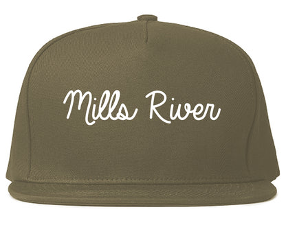 Mills River North Carolina NC Script Mens Snapback Hat Grey