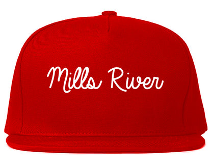 Mills River North Carolina NC Script Mens Snapback Hat Red