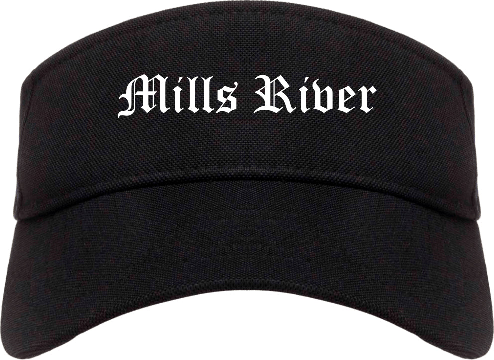 Mills River North Carolina NC Old English Mens Visor Cap Hat Black