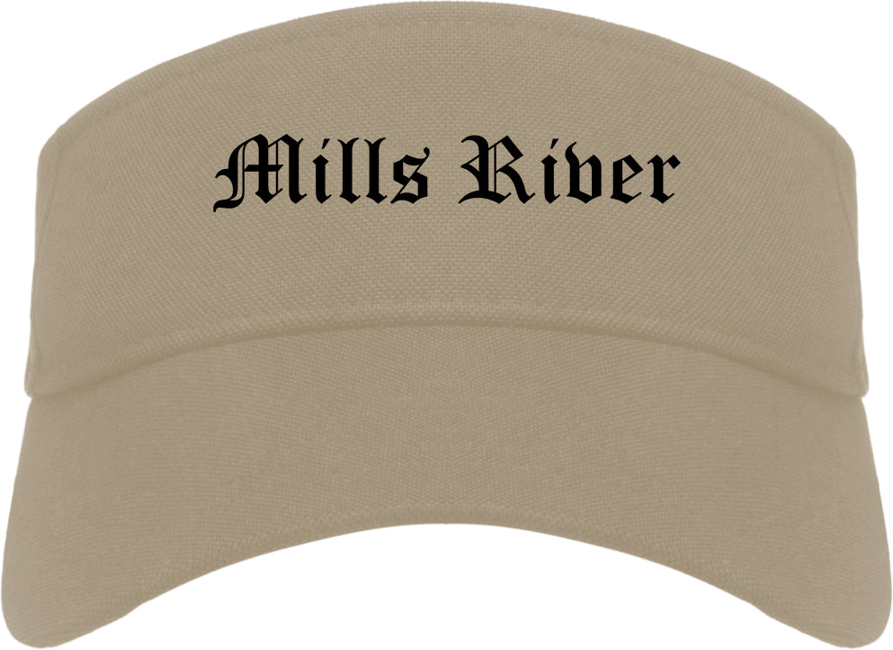 Mills River North Carolina NC Old English Mens Visor Cap Hat Khaki