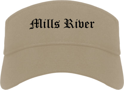 Mills River North Carolina NC Old English Mens Visor Cap Hat Khaki