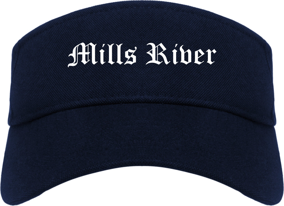 Mills River North Carolina NC Old English Mens Visor Cap Hat Navy Blue