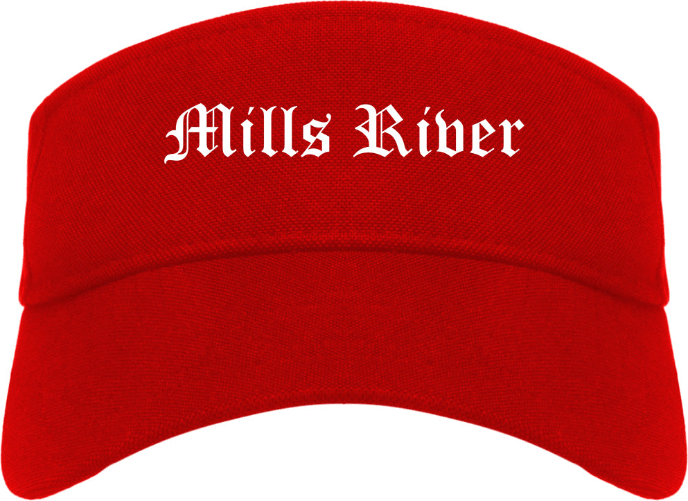 Mills River North Carolina NC Old English Mens Visor Cap Hat Red