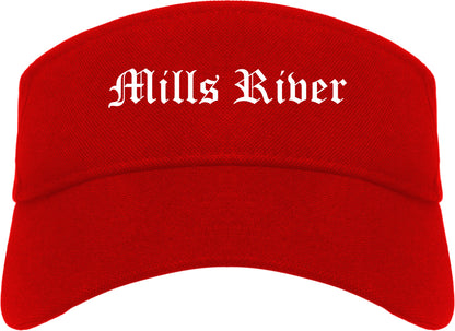 Mills River North Carolina NC Old English Mens Visor Cap Hat Red