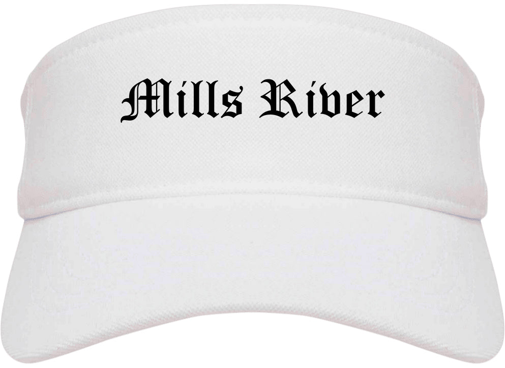 Mills River North Carolina NC Old English Mens Visor Cap Hat White