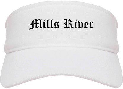 Mills River North Carolina NC Old English Mens Visor Cap Hat White
