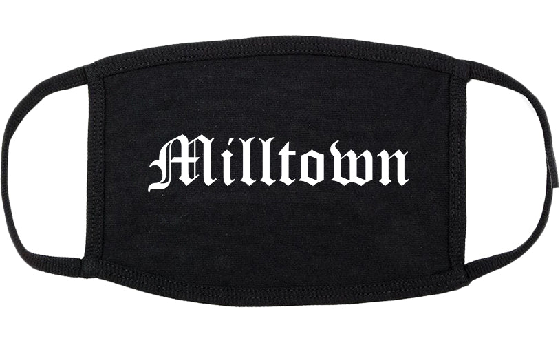 Milltown New Jersey NJ Old English Cotton Face Mask Black