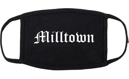 Milltown New Jersey NJ Old English Cotton Face Mask Black