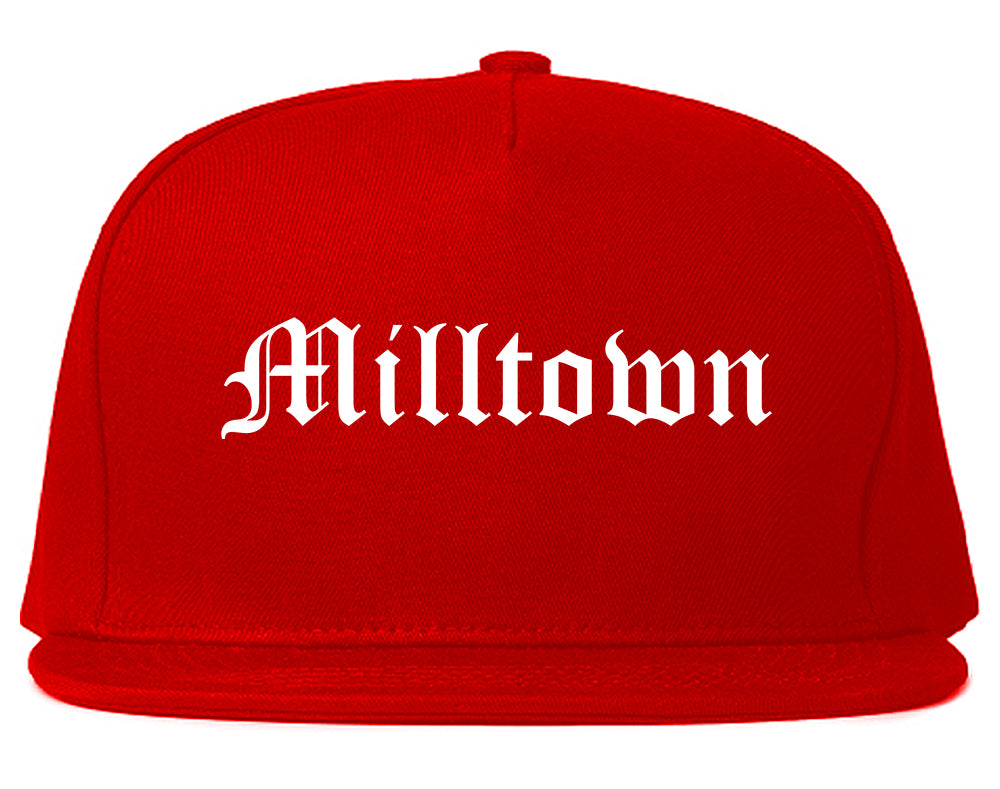 Milltown New Jersey NJ Old English Mens Snapback Hat Red