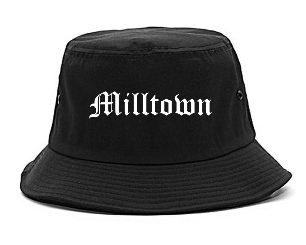 Milltown New Jersey NJ Old English Mens Bucket Hat Black