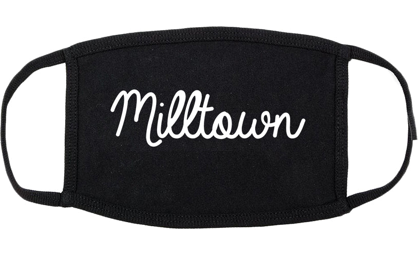 Milltown New Jersey NJ Script Cotton Face Mask Black