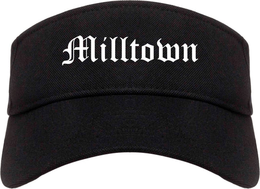 Milltown New Jersey NJ Old English Mens Visor Cap Hat Black