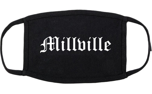Millville New Jersey NJ Old English Cotton Face Mask Black