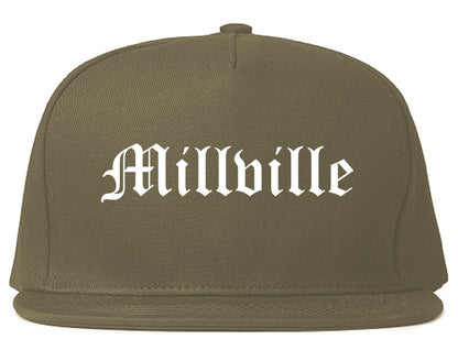 Millville New Jersey NJ Old English Mens Snapback Hat Grey