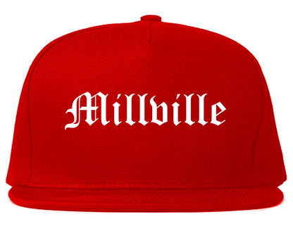 Millville New Jersey NJ Old English Mens Snapback Hat Red