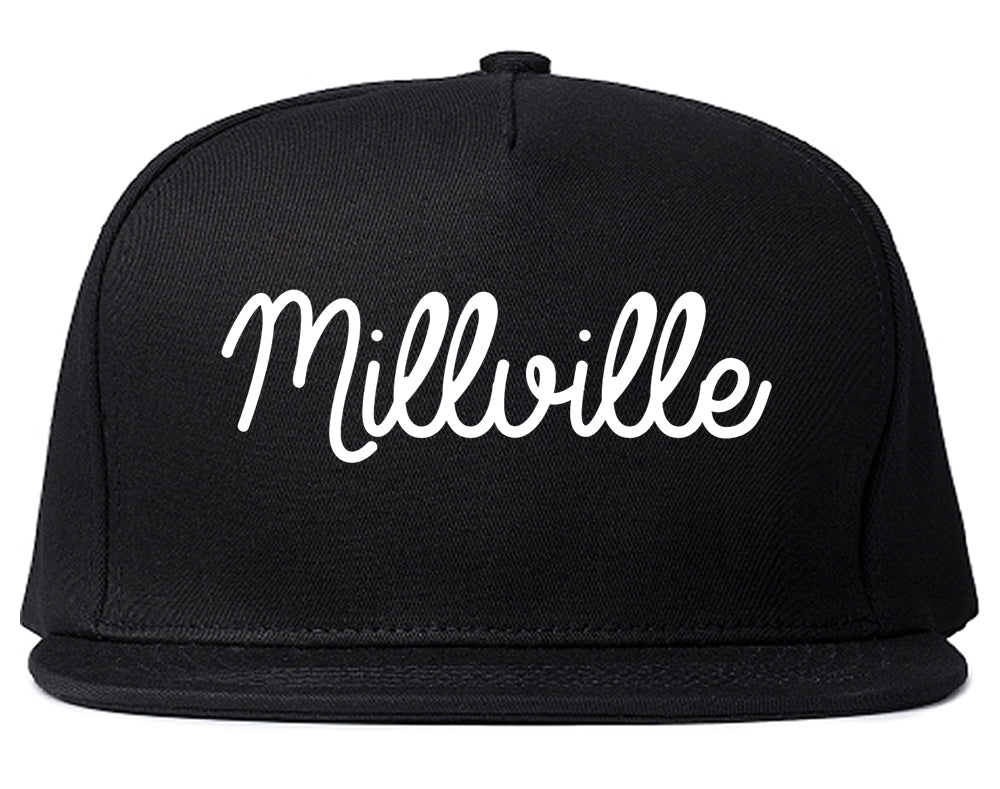 Millville New Jersey NJ Script Mens Snapback Hat Black